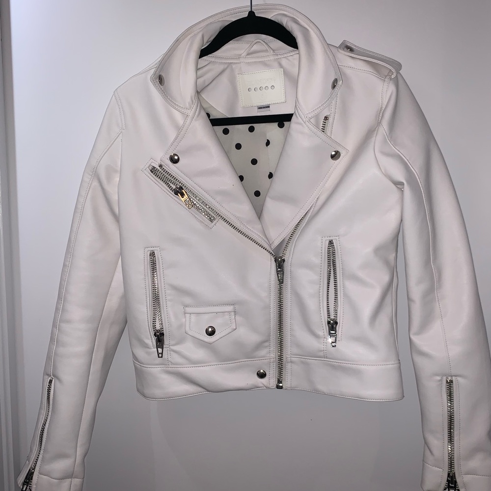 White faux leather jacket, BlankNYC
